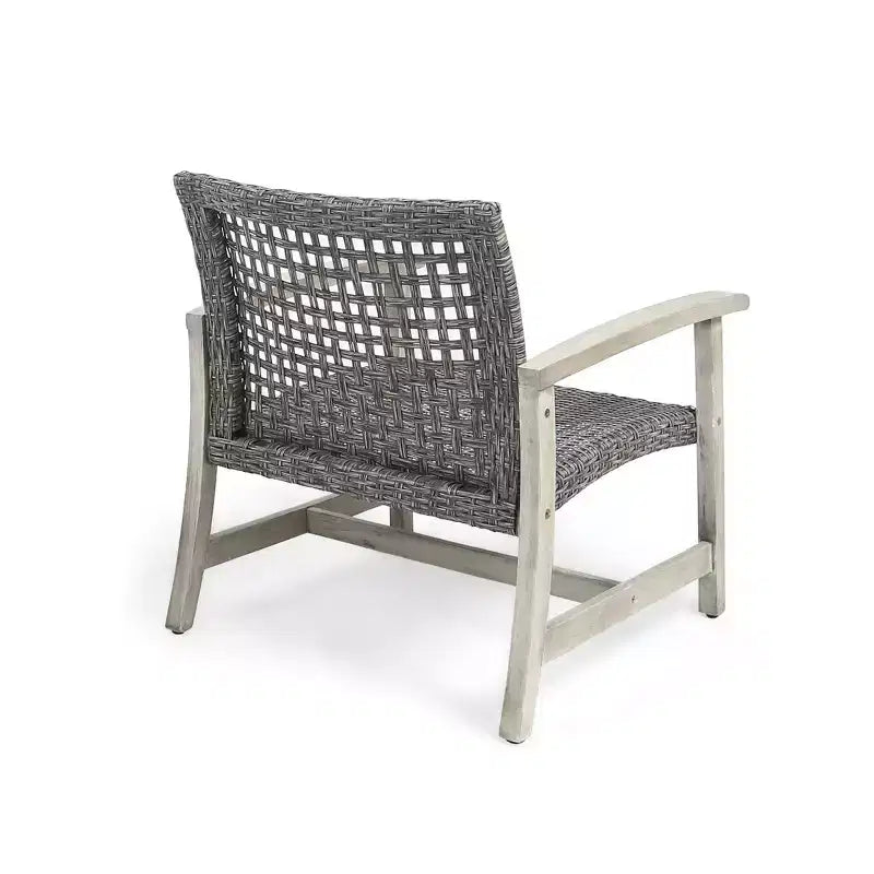Okak Elegent Outdoor Club Chair Set of 2, Wicker Woven Patio Chair with Fixed Arms, Fire Pit Chairs for Garden, Patio, Garden