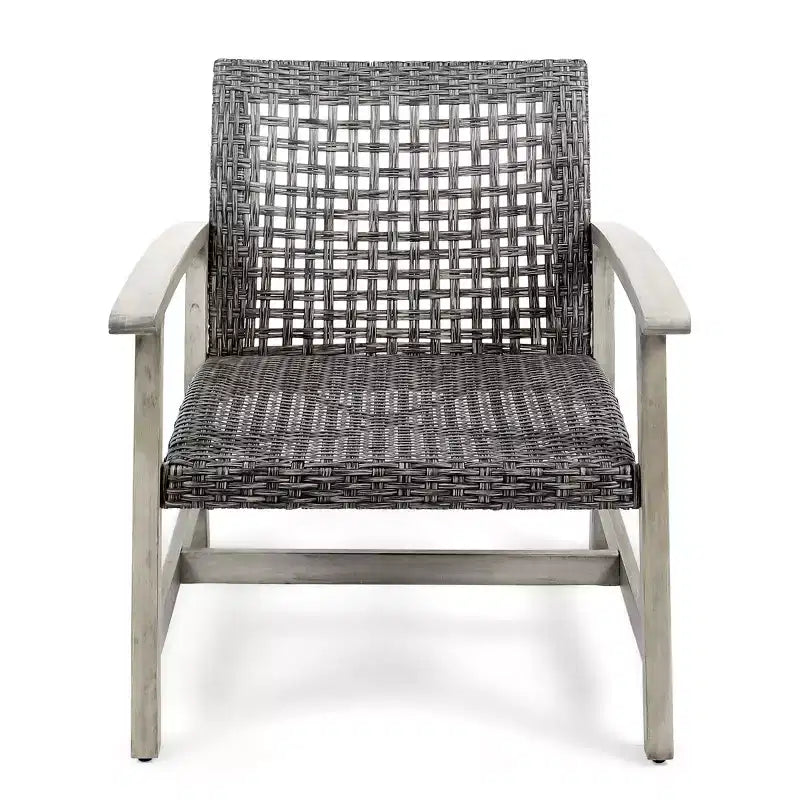 Okak Elegent Outdoor Club Chair Set of 2, Wicker Woven Patio Chair with Fixed Arms, Fire Pit Chairs for Garden, Patio, Garden