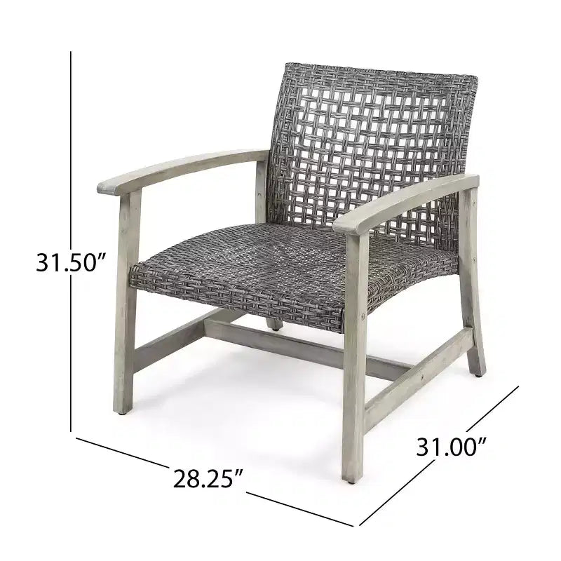 Okak Elegent Outdoor Club Chair Set of 2, Wicker Woven Patio Chair with Fixed Arms, Fire Pit Chairs for Garden, Patio, Garden