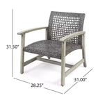 Okak Elegent Outdoor Club Chair Set of 2, Wicker Woven Patio Chair with Fixed Arms, Fire Pit Chairs for Garden, Patio, Garden
