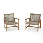 Okak Elegent Outdoor Club Chair Set of 2, Wicker Woven Patio Chair with Fixed Arms, Fire Pit Chairs for Garden, Patio, Garden