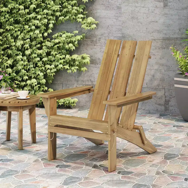 Sedia Adirondack Okak da esterno con struttura in legno, sedia da esterno pieghevole con braccioli fissi, sedie da portico per giardino, prato, cortile