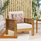 Okak Sedie Club da Esterno in Legno di Acacia con Cuscini, Sedie da Portico in Stile Rustico con Braccioli Fissi, Sedia da Patio per Giardino, Cortile