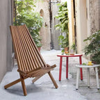 Okak Lawn Chairs with Foldable Design, Patio Chair with Ergonomic Seat and Tall Slanted Back, Outdoor Recliner for Backyard, Garden, Natural