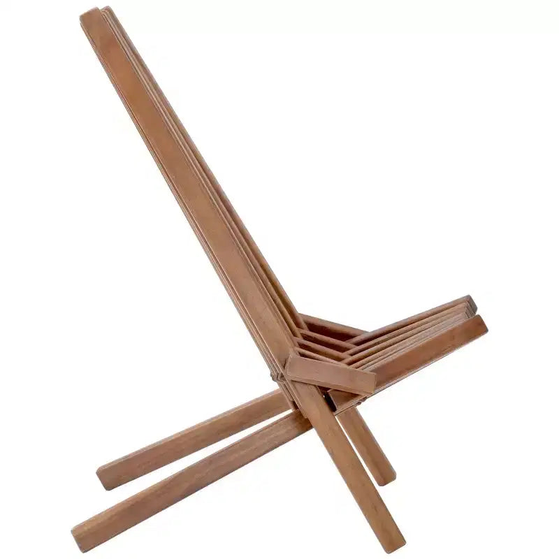 Okak Lawn Chairs with Foldable Design, Patio Chair with Ergonomic Seat and Tall Slanted Back, Outdoor Recliner for Backyard, Garden, Natural