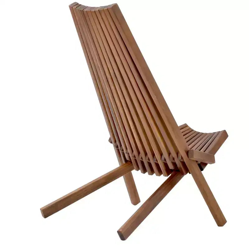 Okak Lawn Chairs with Foldable Design, Patio Chair with Ergonomic Seat and Tall Slanted Back, Outdoor Recliner for Backyard, Garden, Natural