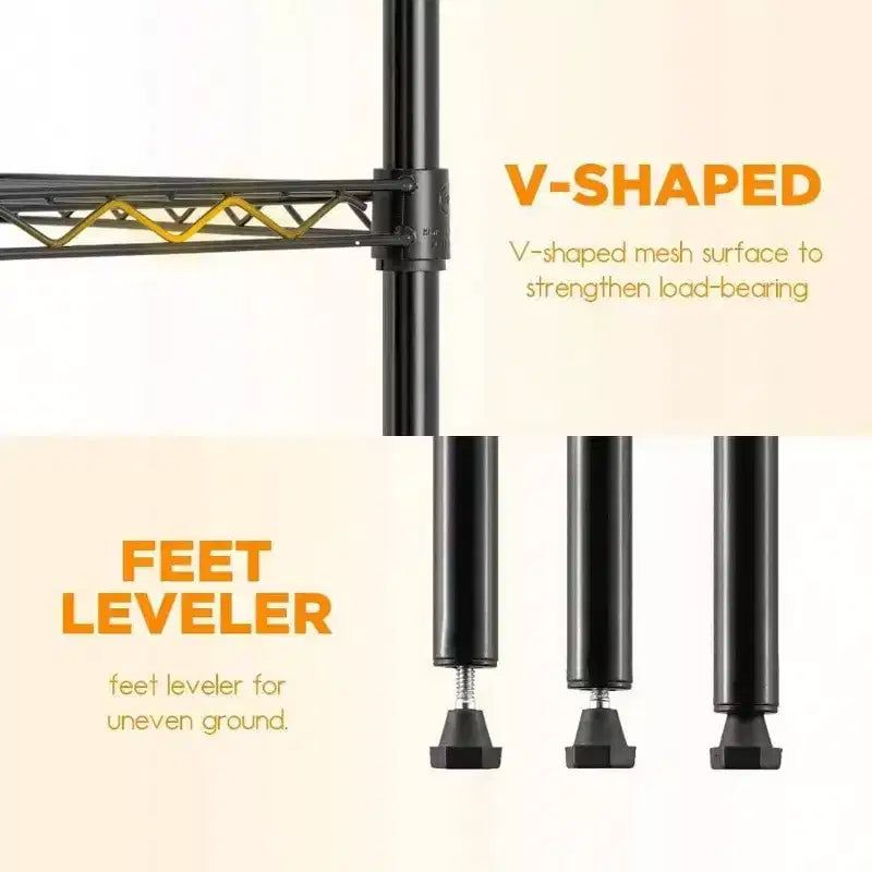 Scaffale in Metallo Nero a 5 Ripiani 14" P 24" L 60" A, Commerciale per Ristorante Garage Cucina