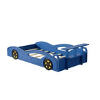 Whisen Twin Wooden Race Car Bed & Car-Shaped Platform Bed Frame with Wheels
