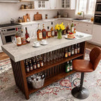 COZONY 63 Large Home Bar Unit, 2-Tier Kitchen Island Pub Table with Footrest, Modern Coffee Bar Table
