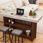 COZONY 63 Large Home Bar Unit, 2-Tier Kitchen Island Pub Table with Footrest, Modern Coffee Bar Table