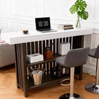 COZONY 63 Large Home Bar Unit, 2-Tier Kitchen Island Pub Table with Footrest, Modern Coffee Bar Table
