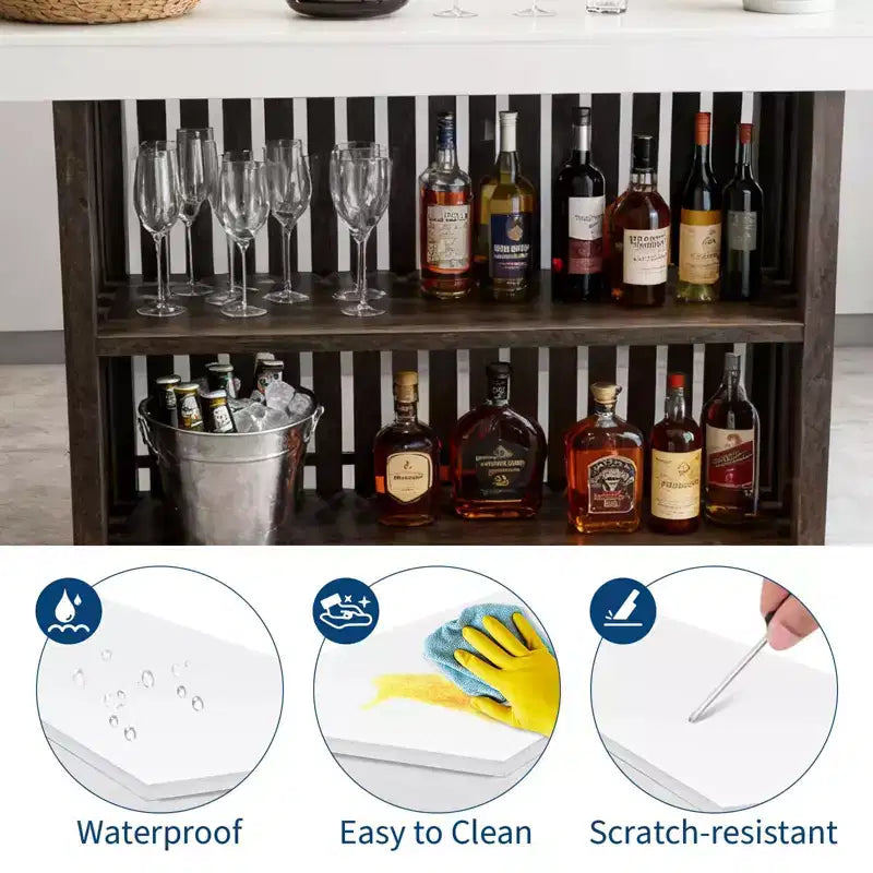 COZONY 63 Large Home Bar Unit, 2-Tier Kitchen Island Pub Table with Footrest, Modern Coffee Bar Table
