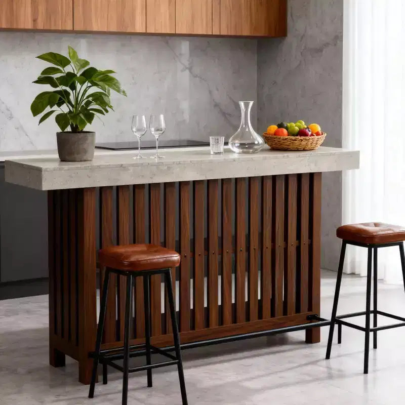 COZONY 63 Grande Mobile Bar da Casa, Tavolo da Pub/Isola da Cucina a 2 Livelli con Poggiapiedi, Tavolo da Caffè Moderno