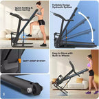 KRISRATE Foldable Treadmill with Sit Up Bench, 2025 Upgrade 3.5HP Portable Treadmills for Home with Incline, Smart LCD Display Body Fat & Heart Rate