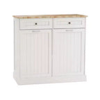 MAYEERTY White Kitchen Trash Cabinet, 2 Drawers + 2-Compartment Tilt-Out Organizer for Waste Sorting