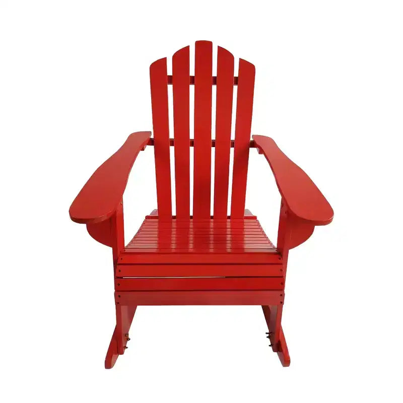 Sedia a dondolo Adirondack reclinabile in legno per esterni, Rossa