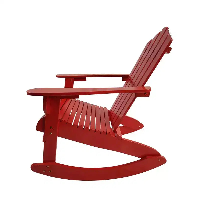 Sedia a dondolo Adirondack reclinabile in legno per esterni, Rossa
