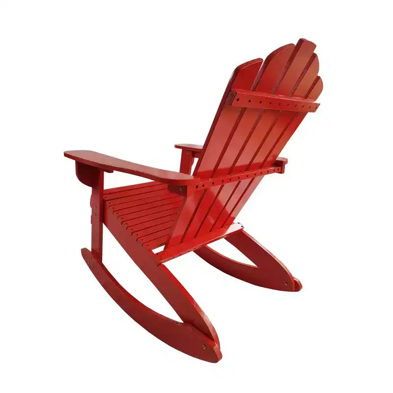 Sedia a dondolo Adirondack reclinabile in legno per esterni, Rossa