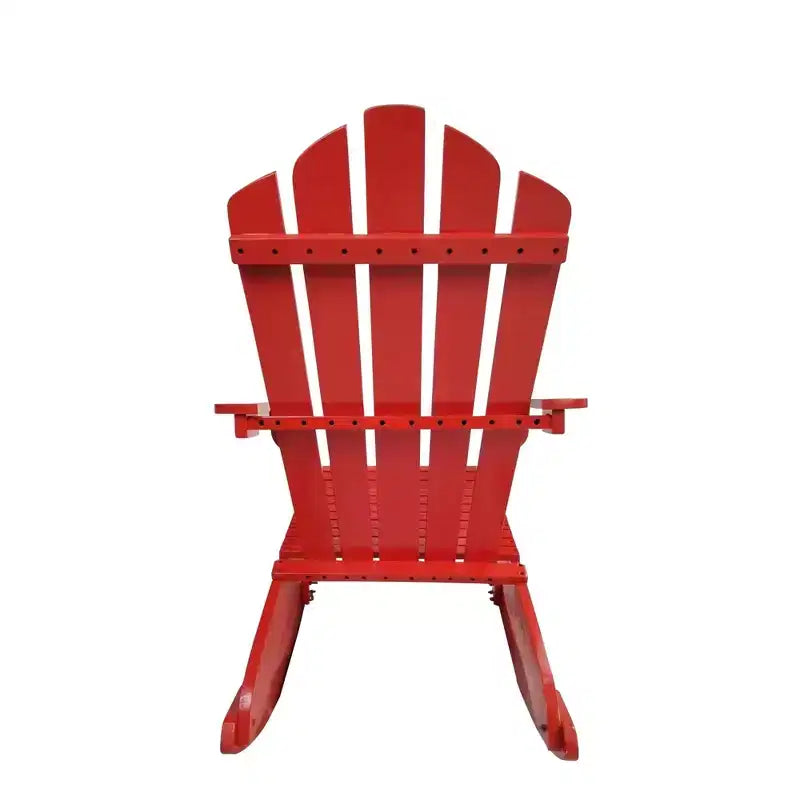 Sedia a dondolo Adirondack reclinabile in legno per esterni, Rossa
