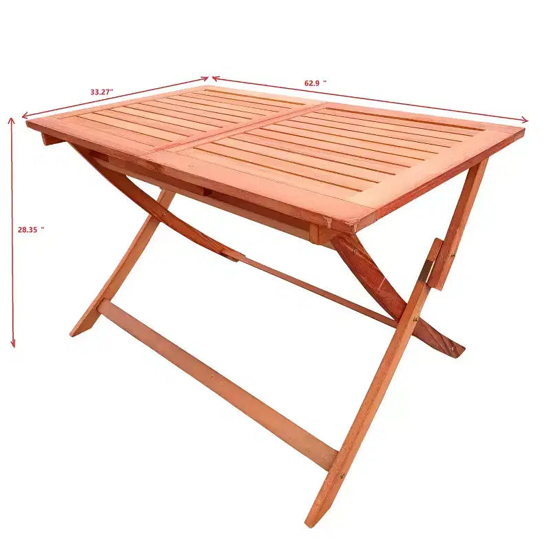 Set da pranzo pieghevole per patio, 4 sedie pieghevoli e 1 tavolo da pranzo, universale per interni ed esterni, in teak