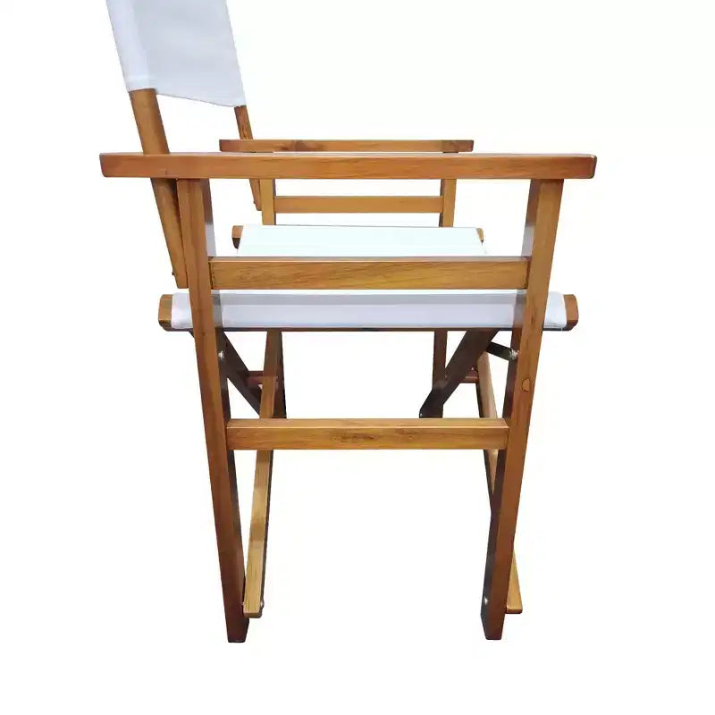 Sedia Pieghevole Sedia da Regista in Legno Sedia Pieghevole in Tela Sedia Pieghevole 2 pz/set Pioppo + Tela (Colore: Bianco)