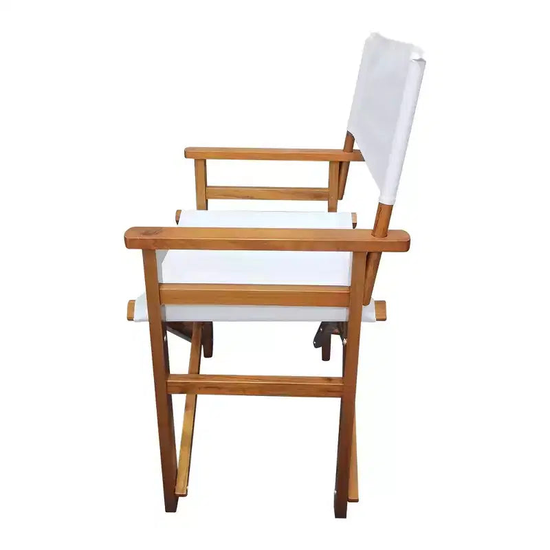 Sedia Pieghevole Sedia da Regista in Legno Sedia Pieghevole in Tela Sedia Pieghevole 2 pz/set Pioppo + Tela (Colore: Bianco)