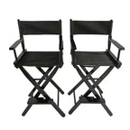 Sedia da Regista Casual, Telaio Nero/Tela Nera, Adatta per adulti, Stile pieghevole, 2 pz/set populus