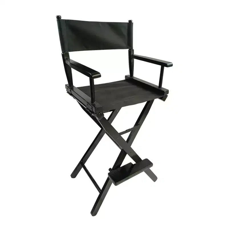 Sedia da Regista Casual, Telaio Nero/Tela Nera, Adatta per adulti, Stile pieghevole, 2 pz/set populus