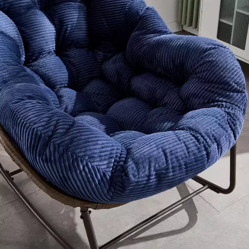 Poltrone a dondolo Okak Outdoor in rattan con cuscini imbottiti, reclinabili da esterno con robusto telaio in metallo, sedie da portico per giardino, cortile