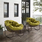 Poltrone a dondolo Okak Outdoor in rattan con cuscini imbottiti, reclinabili da esterno con robusto telaio in metallo, sedie da portico per giardino, cortile