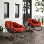 Poltrone a dondolo Okak Outdoor in rattan con cuscini imbottiti, reclinabili da esterno con robusto telaio in metallo, sedie da portico per giardino, cortile