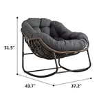 Poltrone a dondolo Okak Outdoor in rattan con cuscini imbottiti, reclinabili da esterno con robusto telaio in metallo, sedie da portico per giardino, cortile