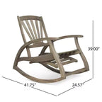 Sedia a dondolo Okak Outdoor in legno di acacia con pannello poggiapiedi retrattile, sedia da giardino con braccioli fissi, sedie a dondolo da patio per portico, grigio