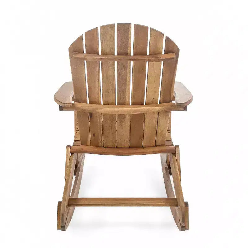 Okak Outdoor Adirondack Chair with Slat Seat and Backrest, Outdoor Rocking Chairs with Wide Armrests, Porch Chairs for Garden, Balcony, Natural