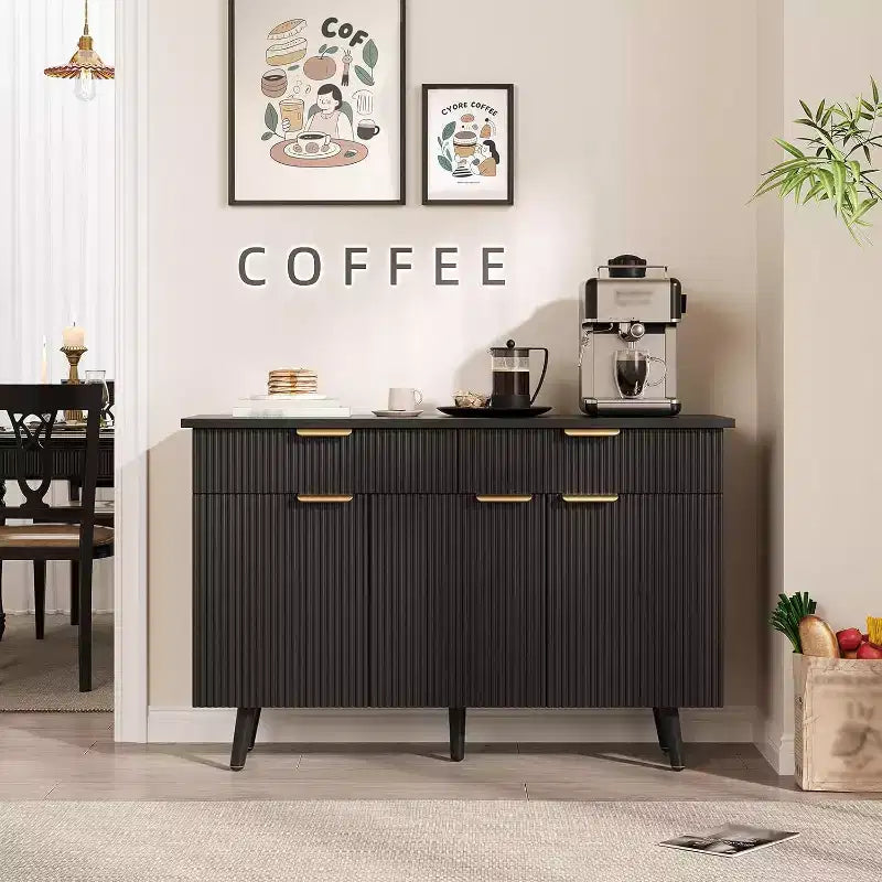 Credenza a buffet da 47 pollici, credenza da dispensa con cassetti e ripiani regolabili, mobile in legno/tavolino da caffè per cucina, soggiorno, sala da pranzo
