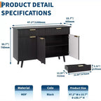Credenza a buffet da 47 pollici, credenza da dispensa con cassetti e ripiani regolabili, mobile in legno/tavolino da caffè per cucina, soggiorno, sala da pranzo