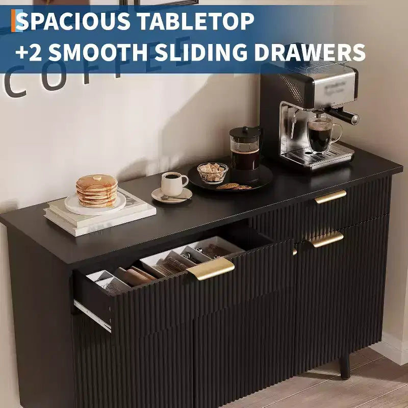Credenza a buffet da 47 pollici, credenza da dispensa con cassetti e ripiani regolabili, mobile in legno/tavolino da caffè per cucina, soggiorno, sala da pranzo