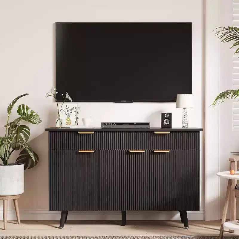 Credenza a buffet da 47 pollici, credenza da dispensa con cassetti e ripiani regolabili, mobile in legno/tavolino da caffè per cucina, soggiorno, sala da pranzo