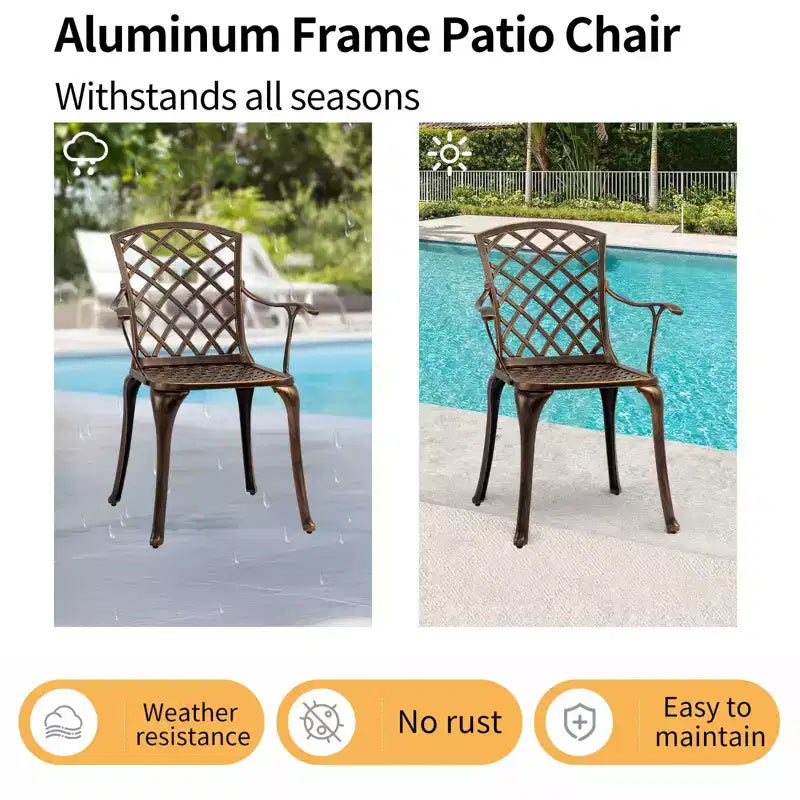 Karl Home | Set di sedie da pranzo per patio in bronzo e alluminio (2 pezzi)