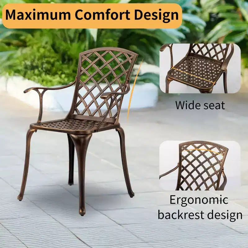 Karl Home | Set di sedie da pranzo per patio in bronzo e alluminio (2 pezzi)