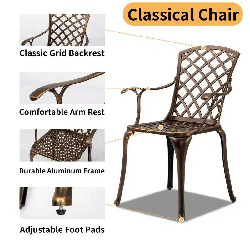 Karl Home | Set di sedie da pranzo per patio in bronzo e alluminio (2 pezzi)