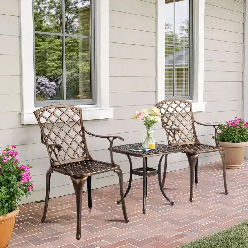 Karl Home | Set di sedie da pranzo per patio in bronzo e alluminio (2 pezzi)