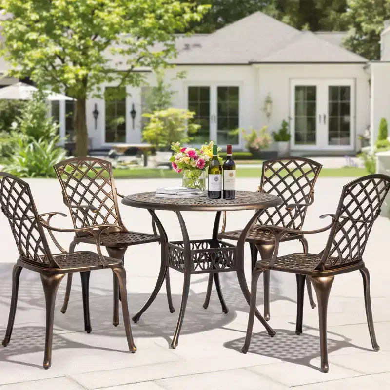Karl Home | Set di sedie da pranzo per patio in bronzo e alluminio (2 pezzi)