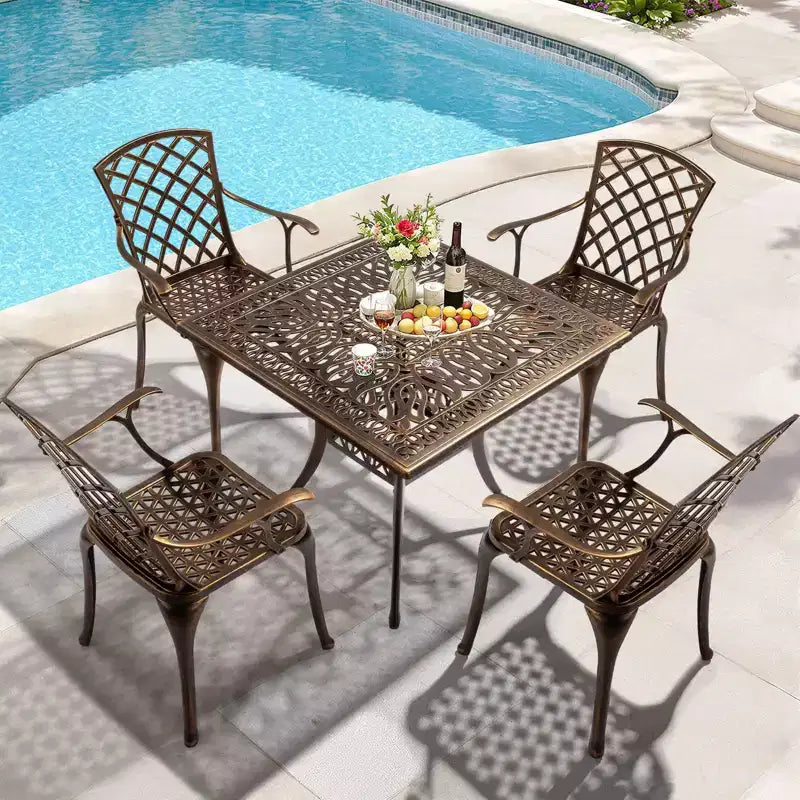 Karl Home | Set di sedie da pranzo per patio in bronzo e alluminio (2 pezzi)