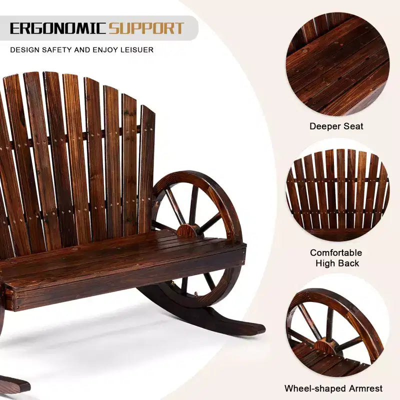 Karl Home | 36-Inch Wagon-Inspired Double-Person Patio Rocking Chair