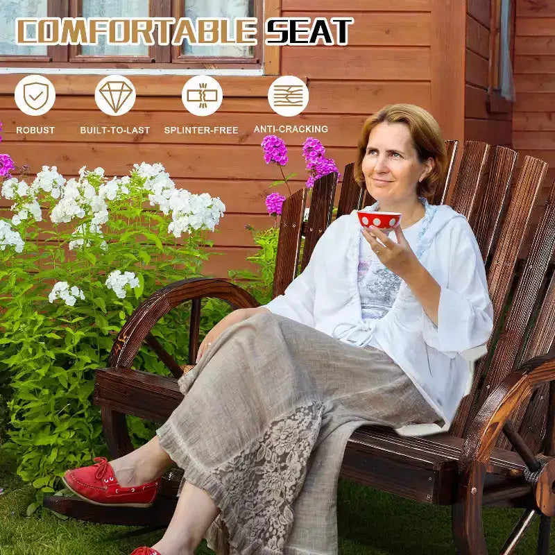 Karl Home | 36-Inch Wagon-Inspired Double-Person Patio Rocking Chair