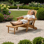 Sedia Adirondack da esterno Okak Oversize in legno con design pieghevole, sedia a sdraio da esterno con braccioli ampi, sedia da patio per giardino
