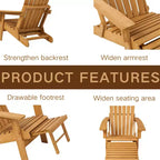 Sedia Adirondack da esterno Okak Oversize in legno con design pieghevole, sedia a sdraio da esterno con braccioli ampi, sedia da patio per giardino