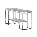 Royal Hampton Sofa Table with Rectangular Tabletop and Open Bottom Shelf,Silver and Brown