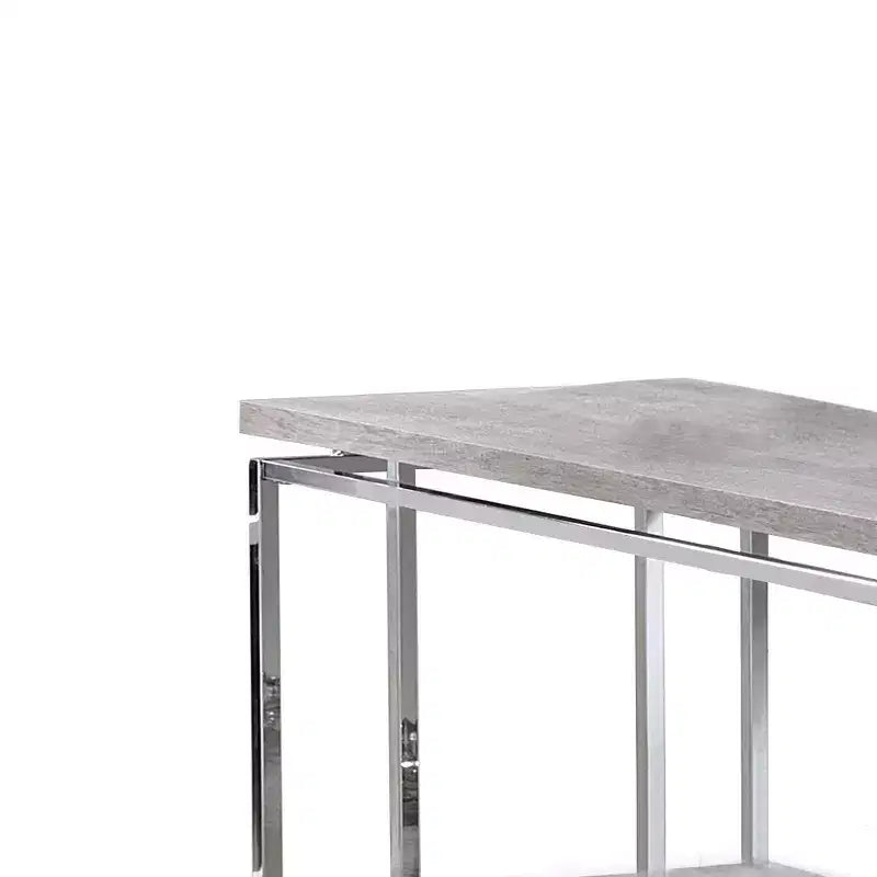 Tavolo da divano Royal Hampton con piano rettangolare e ripiano inferiore aperto, argento e marrone